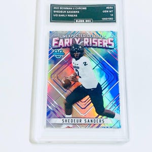 Shedeur Sanders 2023 Bowman U Chrome Unerwartete Freuden Frühaufsteher Refraktor #ER-4 Rookie Card Benotete 10 Bild 1