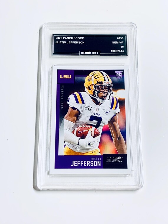 justin jefferson graded card 2022 Panini Select 163 Blue Disco Prizm PSA 10 Justin Jefferson Signed 2020 Prizm