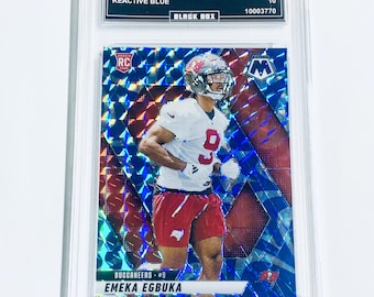 Emeka Egbuka 2025 Mosaic Reactive Blue #376 Freibeuter Rookie Karte Graded 10