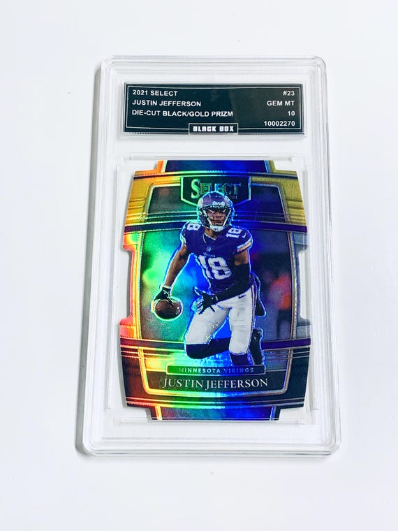 justin jefferson graded card 2020 Panini Chronicles #RRJUJ Clearly Donruss Rated Rookie Rookie RC Football PSA 10 Gem Mint Justin Jefferson 2021 Select Die-Cut
