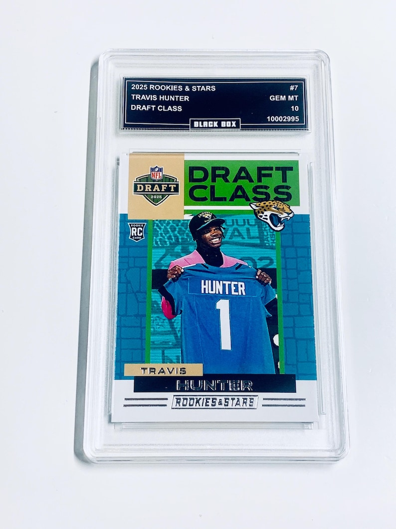 Travis Hunter 2025 Rookies & Stars Draft Klass #7 Jaguars Rookie-kort Graderad 10 bild 1