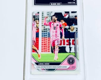 Lionel Messi Limited Edition 1 Of 3458 2025 Topps Now MLS #133 “4-Goal Contribution Match Makes Playoffs History” Miami Graded 10