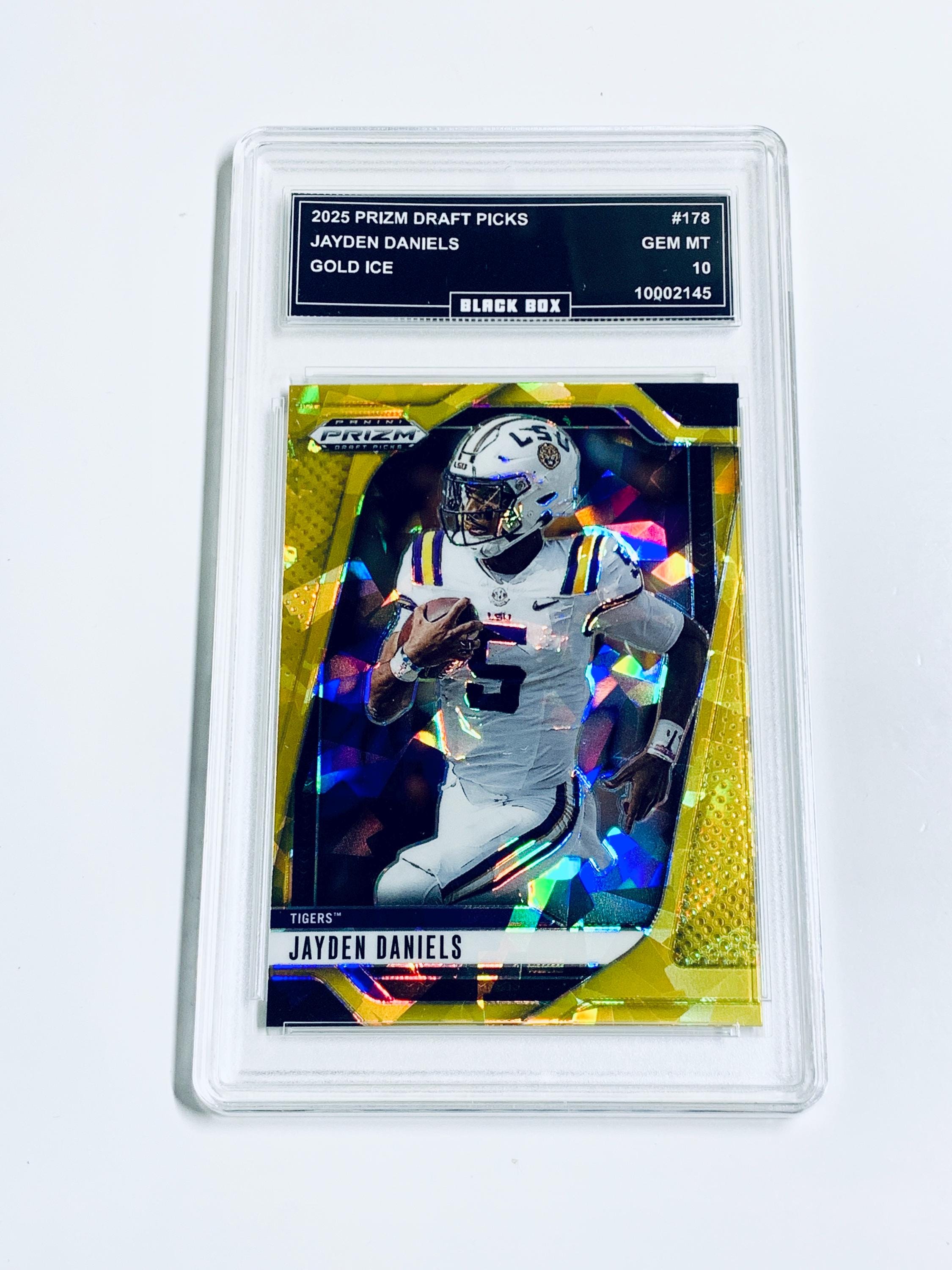 Jayden Daniels 2025 Prizm Draft Picks Gold Ice #178 LSU Graded 10