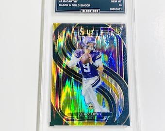 JJ McCarthy 2024 Wählen Sie Schwarz & Gold Schock # 134 Vikings Rookie Karte Graded 10