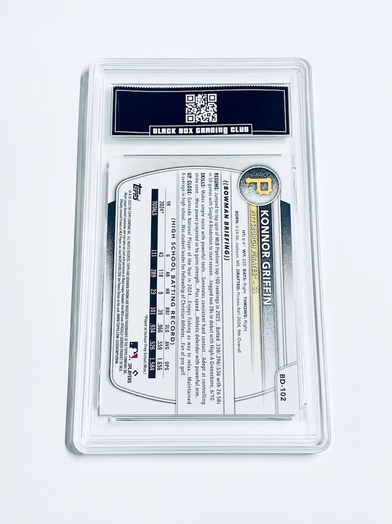 Konnor Griffin 2025 Bowman Draft #BD-102 Piraten Rookie Karte Graded 10 Bild 2