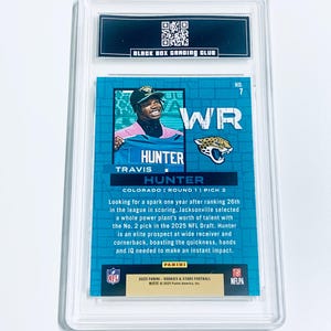 Travis Hunter 2025 Rookies & Stars Draft Klass #7 Jaguars Rookie-kort Graderad 10 bild 2
