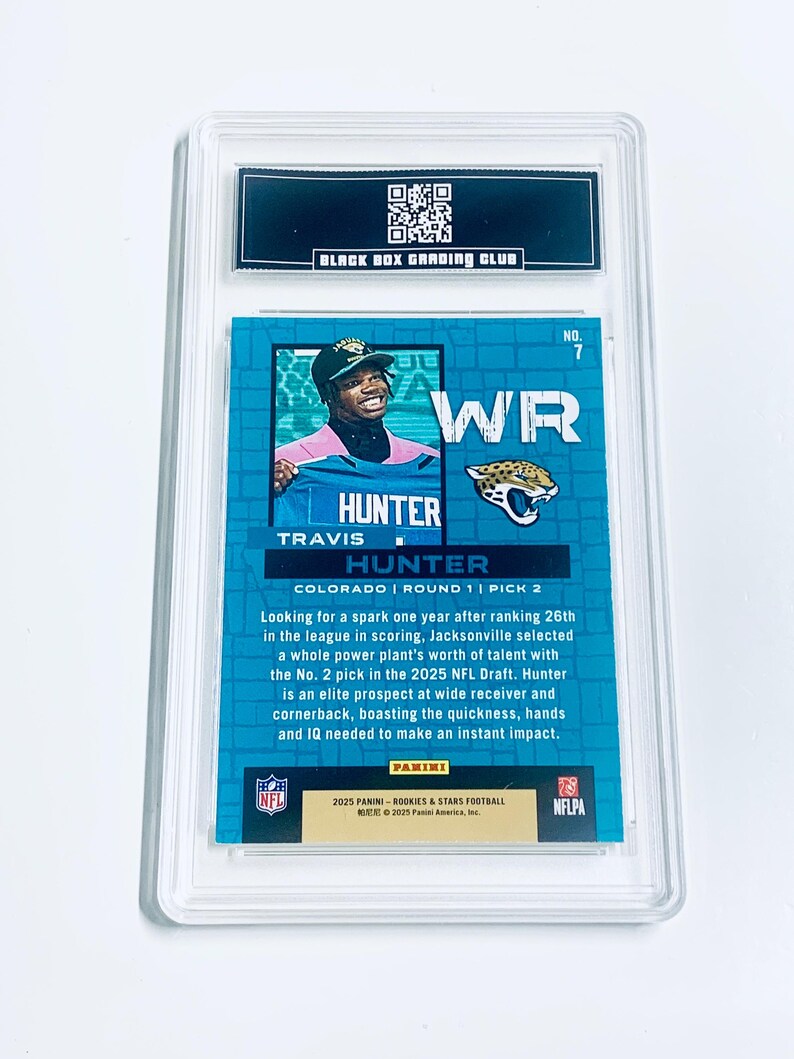 Travis Hunter 2025 Rookies & Stars Draft Klass #7 Jaguars Rookie-kort Graderad 10 bild 2