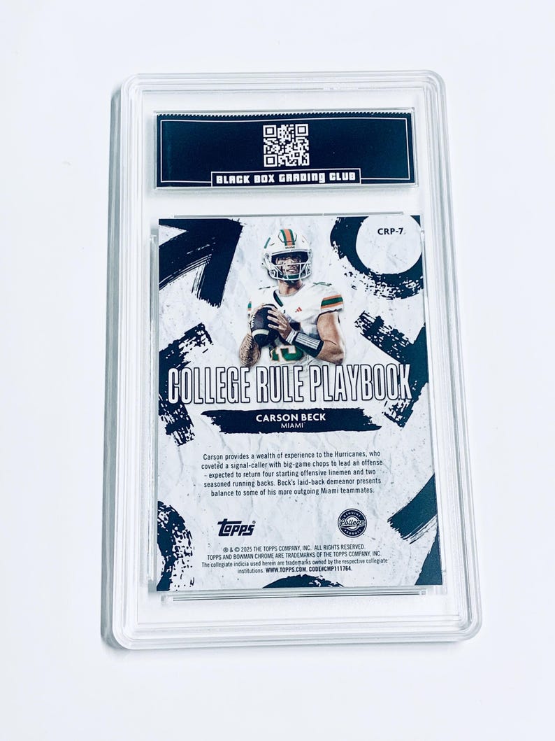 Carson Beck 2025 Bowman U Chrome College Regelbok #7 Miami Hurricanes Rookie Kort Betyg 10 bild 2