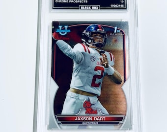 Jaxson Dart 2022 Bowman Universität Chrome ProSpects 1st Bowman #94 Giants Ole Miss Rookie Karte Benotete 10