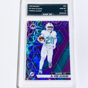 De’Von Achane 2025 Mosaic Purple Kikarsikte #58 Dolphins Betyg 10