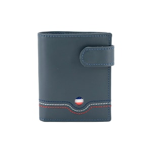 Bolero Piel. Cartera, billetera, tarjetero, monedero hecho a mano en Piel Ubrique con bandera de Francia y cierre de trabilla.