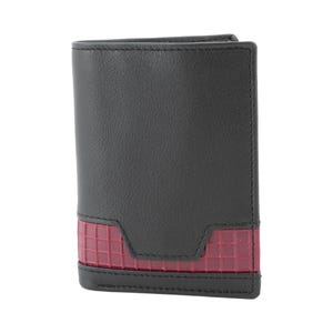 Bolero Piel. Cartera hecha a mano en piel Ubrique con dibujo rojo en la parte inferior de la cartera
