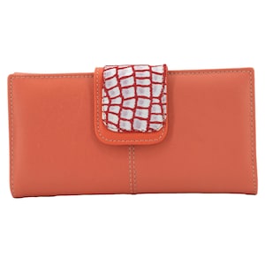Bolero Piel. Billetero de piel para mujer hecha a mano con cierre estampado en serpiente ideal para regalo