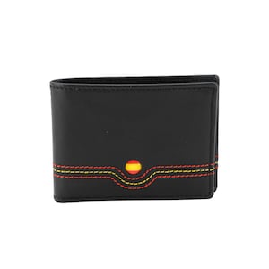 Bolero Piel. Cartera, billetera, tarjetero, monedero tipo americano hecho a mano en Piel Ubrique con bandera de España