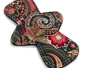 11" MODERATE Flow - Reusable cloth menstrual pad - Windpro - Quilter's Cotton top in Christmas Swirl