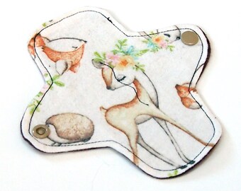 Herbruikbare doek gevleugelde ULTRATHIN Pantyliner - 6 Inch met katoenen flanellen top - Retro Deer