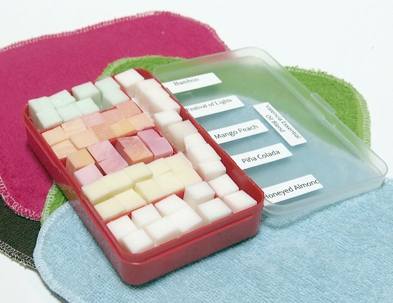 Cloth Wipe Bit Wipe Solution Cubes sampler red box vegan, phthlate and paraben-free Choose your own scents image 2
