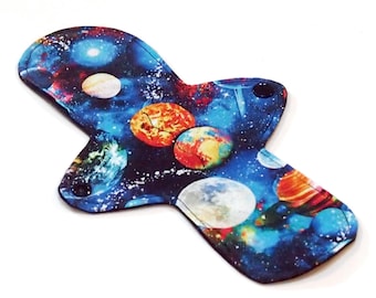 Reusable Cloth Pantyliner - ULTRATHIN - 9 inch - Outer Space - Cotton Flannel top