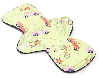 11" MODERATE Flow - Reusable cloth menstrual pad - Windpro - Quilter's Cotton Top in Bikes and Bugs