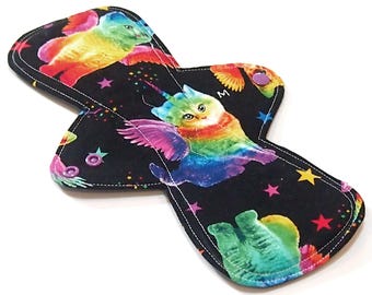 11" MODERATE Flow - Reusable cloth menstrual pad - PUL - Quilter's Cotton Top in Caticorn