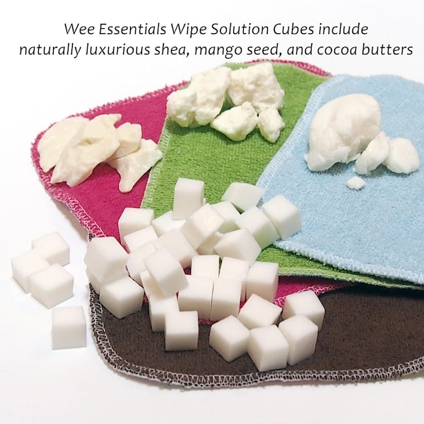 Vegan Cloth wipe solution cubes - your choice of scent and dyed/undyed soap bits - natural, vegan, phthlatate and detergent free  - 5 ounces