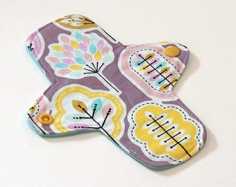 Reusable Cloth winged ULTRATHIN Pantyliner - 7 Inch with Quilter's Cotton top - Pastel Trees