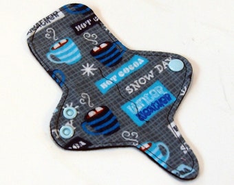 ULTRATHIN Reusable Thongliner Cotton Flannel Mini Pad with wings for Every Day - Washable Cotton Flannel - Snow Day