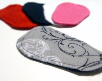 Reusable Cloth ULTRATHIN lay-in wingless pantyliners - Assorted set of 5 in Cotton Flannel