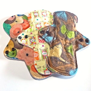 MADE TO ORDER - Reusable Cloth Menstrual pads- set of three 9 inch pads - choose your fabric and absorbency