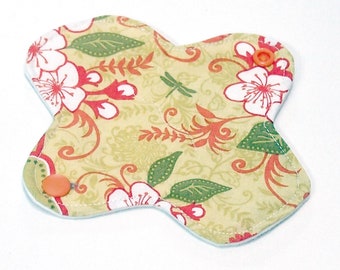 Herbruikbare stoffen pantyliner - ULTRATHIN - gevleugeld - 6 Inch - Peerbloesem - Quilter's Cotton top