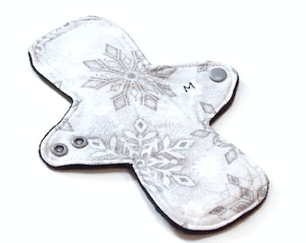 Cloth Menstrual pad- Reusable 8 inch MODERATE flow pad - Windpro - cotton flannel - Blizzard