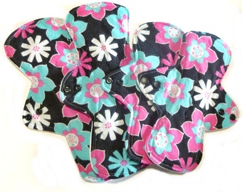 MADE TO ORDER - Starter Set -  Reusable Cloth Menstrual pads- set of four - two 11 inch and two 9 inch- choose your fabric and absorbency