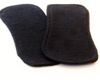 Reusable Cloth ULTRATHIN lay-in wingless pantyliners - Set of 2 solid BLACK cotton flannel