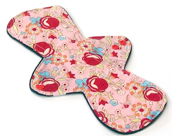 Reusable Cloth Menstrual pad - 11 inch - LIGHT flow - bamboo core - Windpro - quilter's cotton top in Birch Blossom