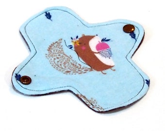 6" Reusable Cloth winged ULTRATHIN Pantyliner - Hedgehog- Cotton flannel top