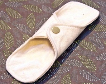 ORGANIC Various Sized Reusable Cloth winged ULTRATHIN Pantyliner - 2 Layer Unbleached, Undyed Organic Cotton flannel top