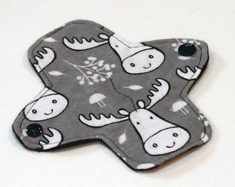 6" Reusable Cloth winged ULTRATHIN Pantyliner - Moose -Cotton flannel top