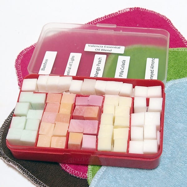 Cloth Wipe Bit Wipe Solution Cubes sampler (red box) -vegan, phthlate and paraben-free - Choose your own scents