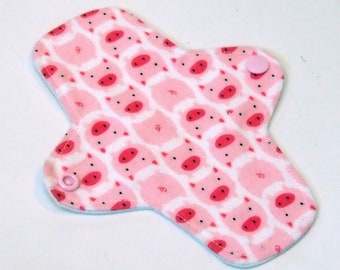 ORGANIC 7 inch Reusable Cloth winged ULTRATHIN Pantyliner - Cotton flannel top - Cloud 9 Pigs
