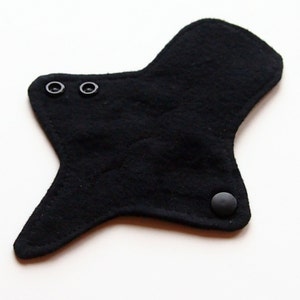 ULTRATHIN Reusable Cloth Pad 7 inch Adjustable Thong liner Solid Black Cotton flannel top image 1
