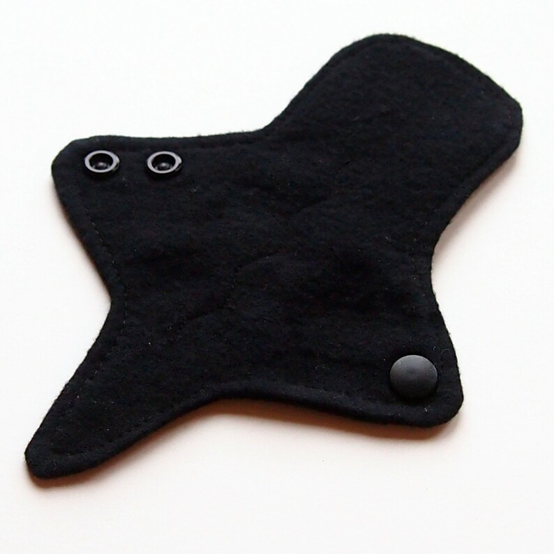 ULTRATHIN Reusable Cloth Pad 7 inch Adjustable Thong liner Solid Black Cotton flannel top image 1