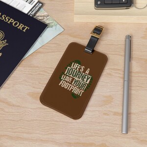 Personalized Travel Luggage Tag, Adventure Baggage Label, Journey Footprint ID Tag, Unique Gift for Travelers, Holiday Travel Accessory