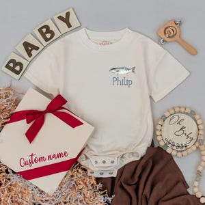 Custom Baby Boy Fishing Romper, Personalized Baby Name Outfit, Toddler Fisherman Clothes, Baby Shower Gift, Outdoor Adventure
