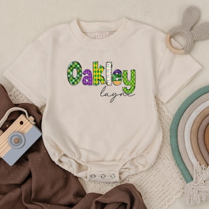Personalized Mardi Gras Baby Romper, Cute Mardi Gras, Sweatshirt Romper, Unisex Baby Boys Girls Clothes, Baby Shower Gift, Newborn Outfit
