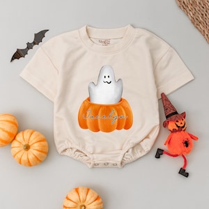 Custom Name Cute Boo Baby Romper, Little Boo Romper, Halloween Ghost Bodysuit, Fall Baby Outfit, Halloween Baby Shower Gift, Bubble Romper