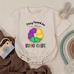 They Found Me in the King Cake – Mardi Gras Baby Romper, Newborn Outfit, Unisex Baby Clothes, Baby Shower Gift