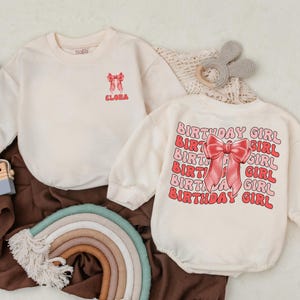 Personalized Name, Bow Birthday Girl Bubble Romper, Retro Birthday Girl Bodysuit, Girl Birthday Clothes, Baby Bodysuit, Birthday Outfit