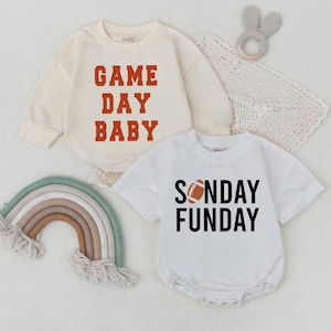 Game Day Baby Romper, Football Baby Clothes, Sunday Funday Bodysuit, Cute Baby Shower Gift, Sports Baby Clothes, Fall Baby Outfit