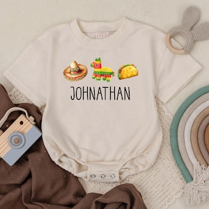 I'm Just Here For The Tacos Romper, Personalized 1st Birthday Outfit, Cinco De Mayo Apparel, Taco Tuesday Baby Bodysuit, Mexican Baby Gift