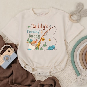 Daddy&#39;s Fishing Buddy T-shirt Bubble Romper, Father&#39;s Day Bodysuit, Baby Boy Fishing Outfit, Fishing Theme Party, Gift for Dad